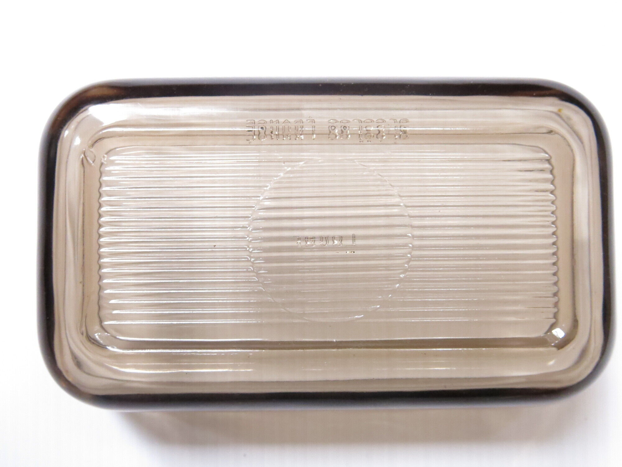 Black amber glass butter dish from lever