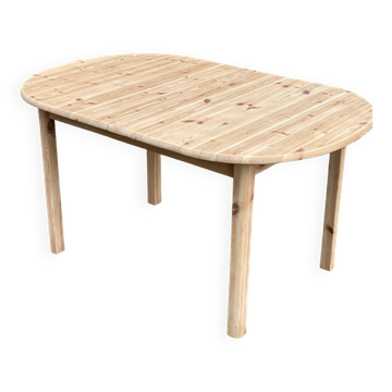 Scandinavian oval extendable dining table stripped in solid pine 1980.