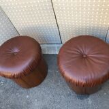 Pair of round poufs from the 1970s