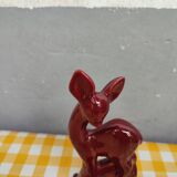 Red earthenware doe Art-Deco style with container