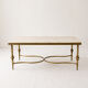 Neoclassical coffee table in gilded brass and veined marble, 1960s-70s.