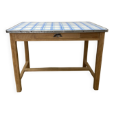 Table de ferme plateau métal émaillé