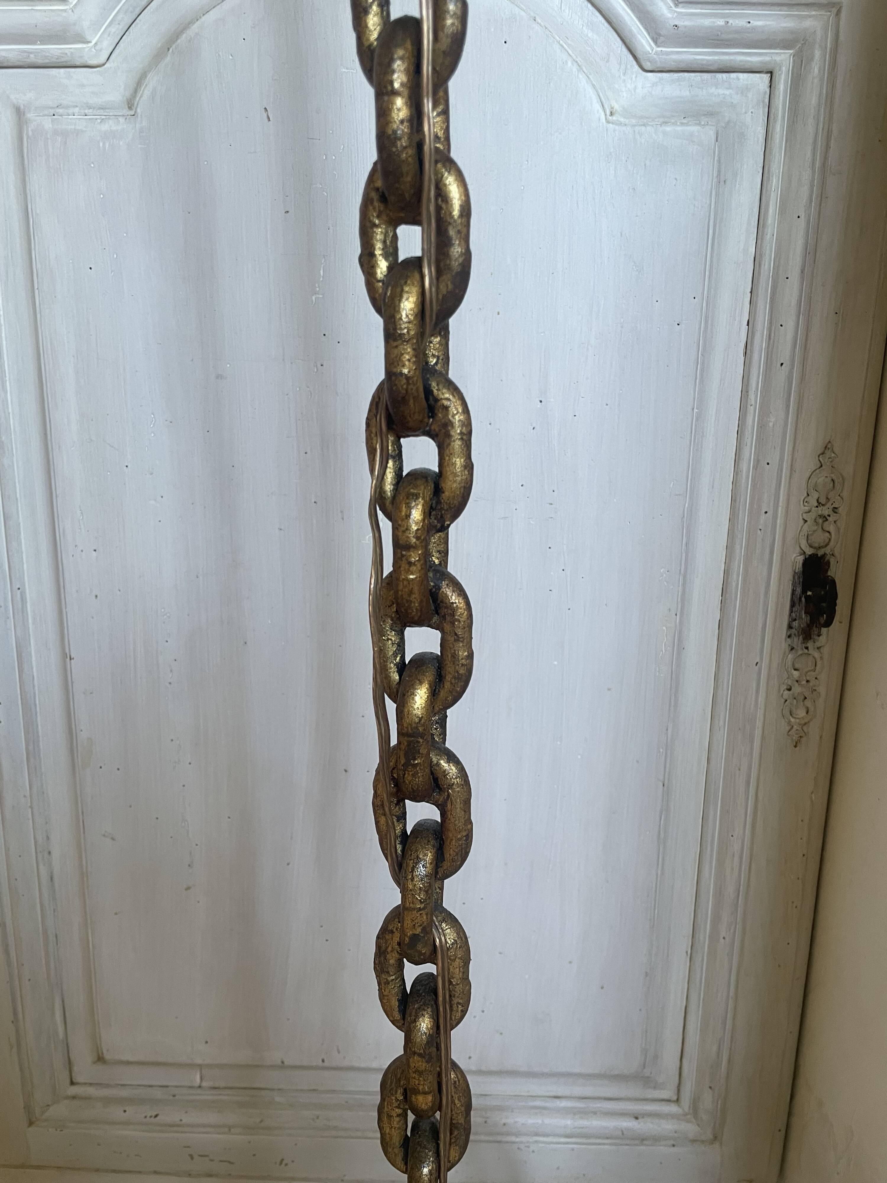Brutalist floor lamp with chain links