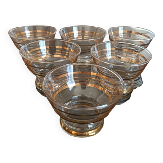 Set de 6 coupes en verre vintage