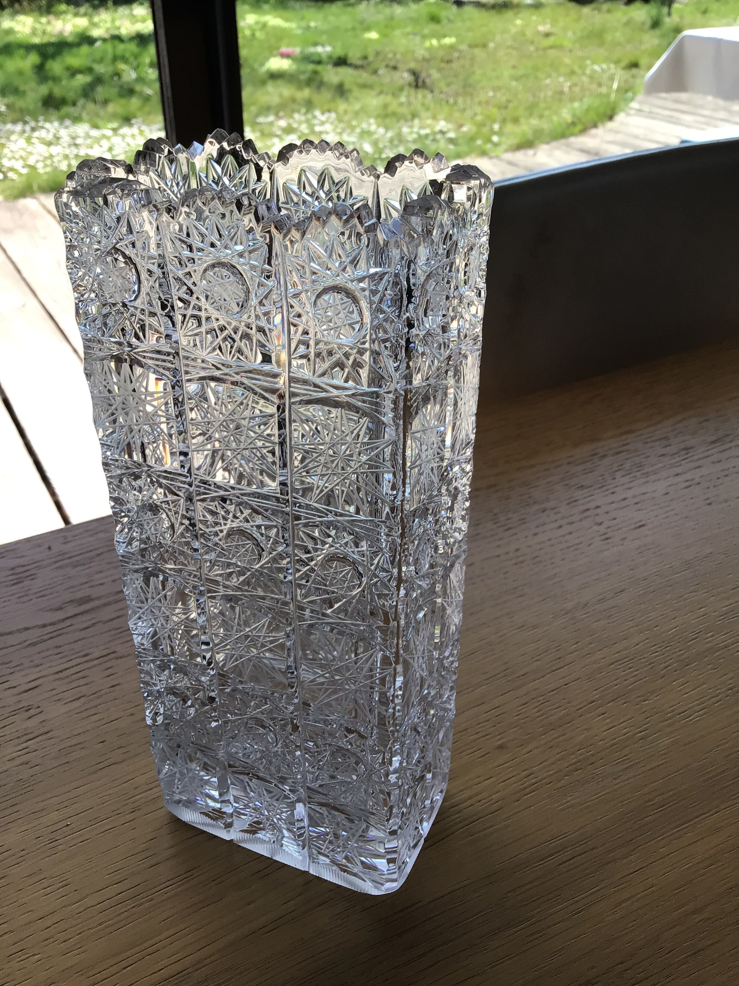 Rectangular cut Saint Louis crystal vase