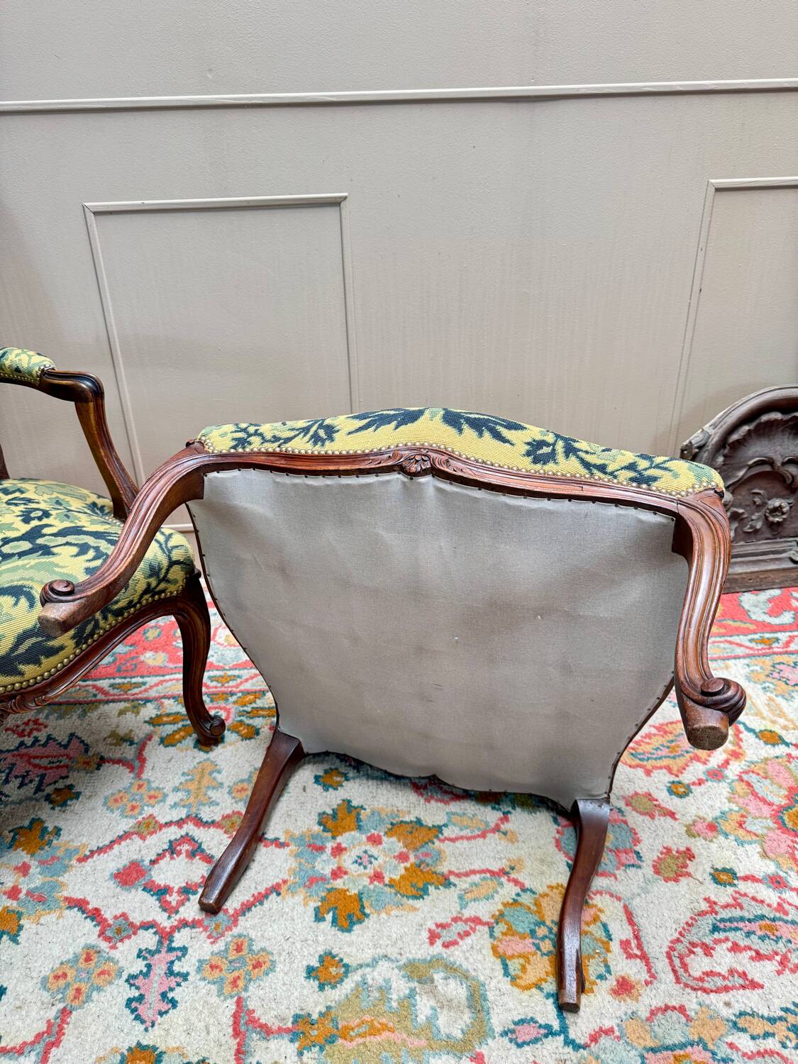 Pair of Louis XV Style Walnut Armchairs, 19th Century