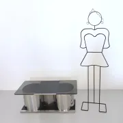 Rectangular Smoked Glass Coffee Table / Dry Bar in the style of François Mo
