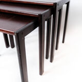 Set of nesting tables in dark wood of Danish design from the 1960s