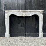Louis XV Style Fireplace In Carrara Marble, Circa 1880
