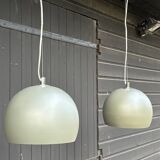2 round metal pendant lights, Sweden 1980s