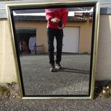 Brass and plexiglass mirror, 80s design