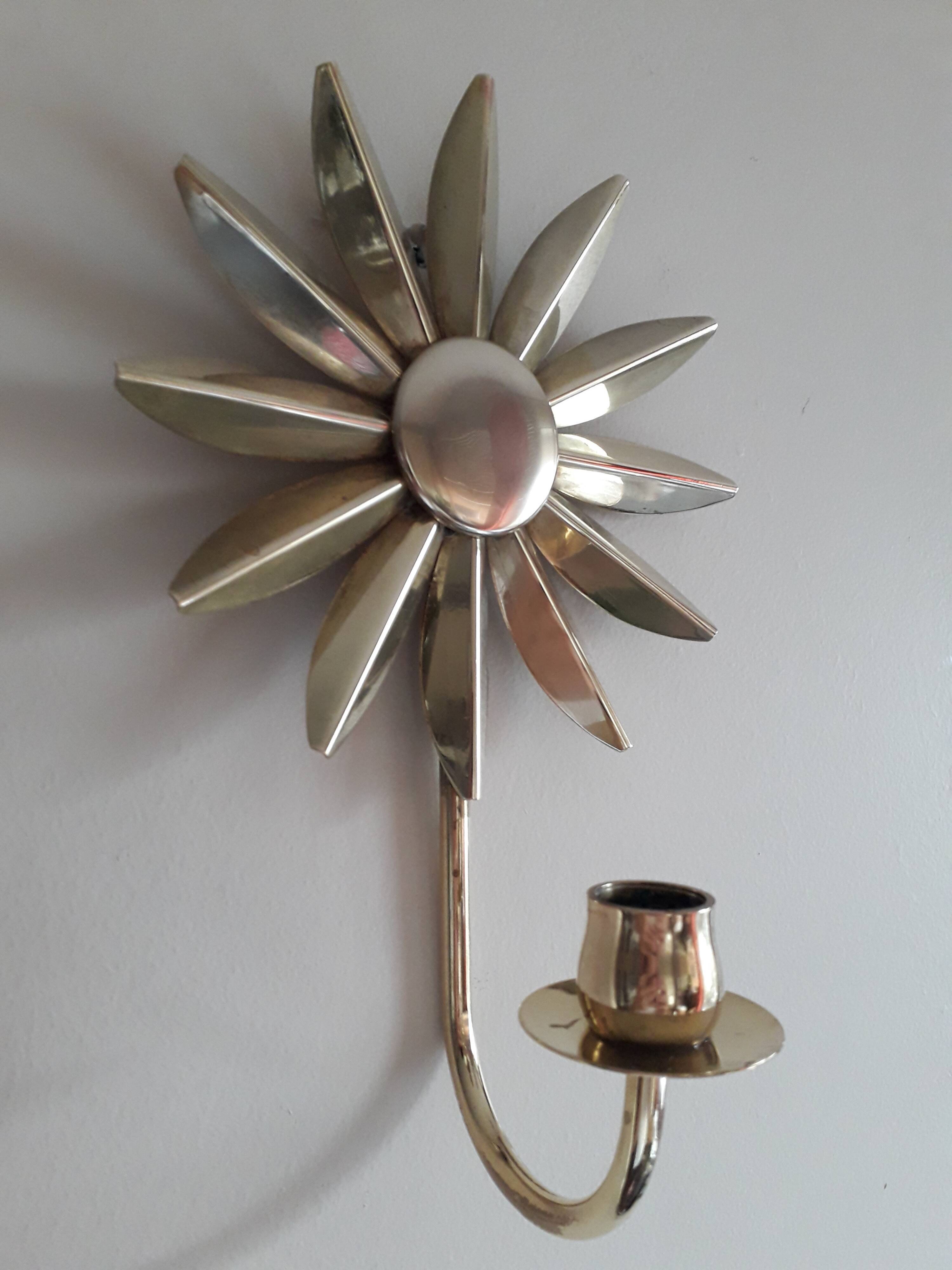 Brass candle holder for KEE Mora, Sweden, circa 1970