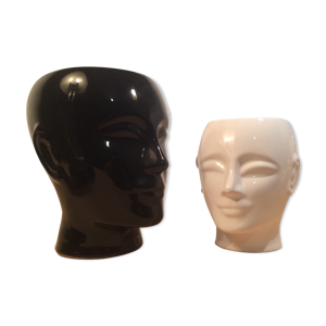 2 vases tête céramique