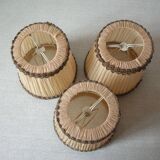 Set of 3 old pleated fabric lampshades clip-on model chandelier lamp lighting fixture n2