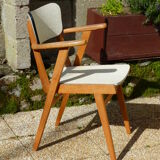 Pair of Bridge skai and wood chairs years 70's