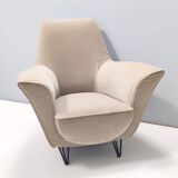 Vintage ivory fabric armchair, Italy
