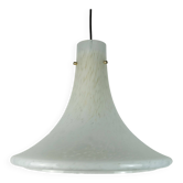 large 1970s glashuette limburg PENDANT LIGHT white opaline bubble glass trumpet-shaped shade P283 42