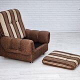Fauteuil relax danois, revêtement en laine d'origine, années 70
