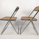 2 Plia folding chairs with woven wicker Giancarlo Piretti for Castelli, 1967