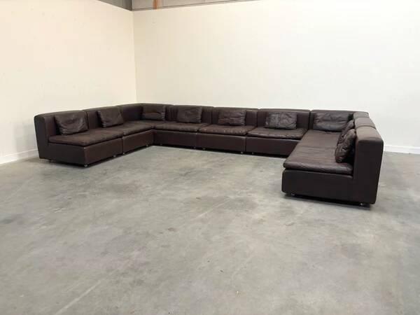 Large leather modular lounge sofa, 1970s