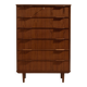 Commode en teck restaurée avec six tiroirs
