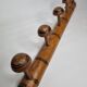 Old wooden coat rack turned in imitation of bamboo, 5 hooks, 63 cm