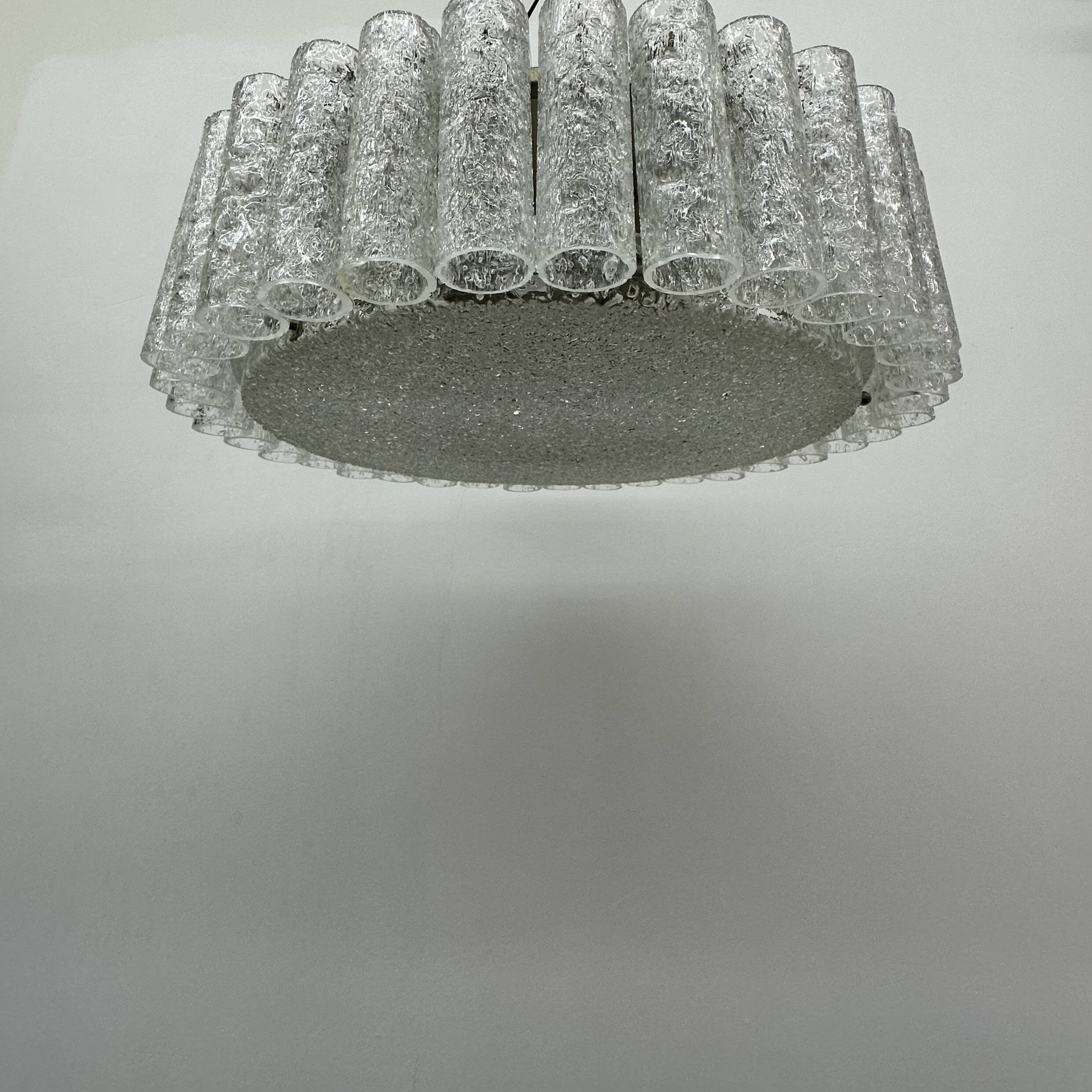 Glass Tubes Chandelier Flush mount from Doria Leuchten, 1960s