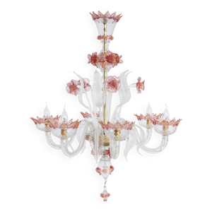 Lustre vénitien à 6 - rose