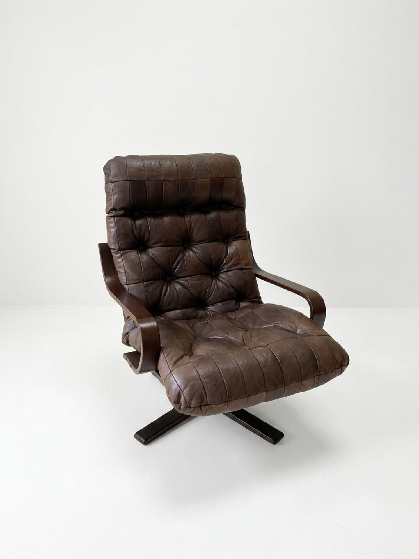 Mid-century leather swivel chair