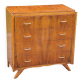 Vintage chest of drawers in walnut compass legs 4 drawers from the 1950s