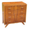 Vintage chest of drawers in walnut compass legs 4 drawers from the 1950s