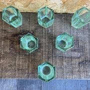 Set of 6 antique liqueur glasses moser moulded uranium glass beryl art deco