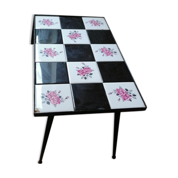 Coffee table structure iron ceramic black and white 1950/60
