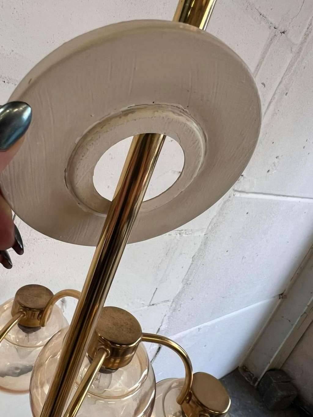 Vintage “golden” sciolari style hanging lamp with 12 light points
