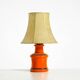 Beautiful 1960s orange ceramic table lamp with Cocoon shade | Made in Italy