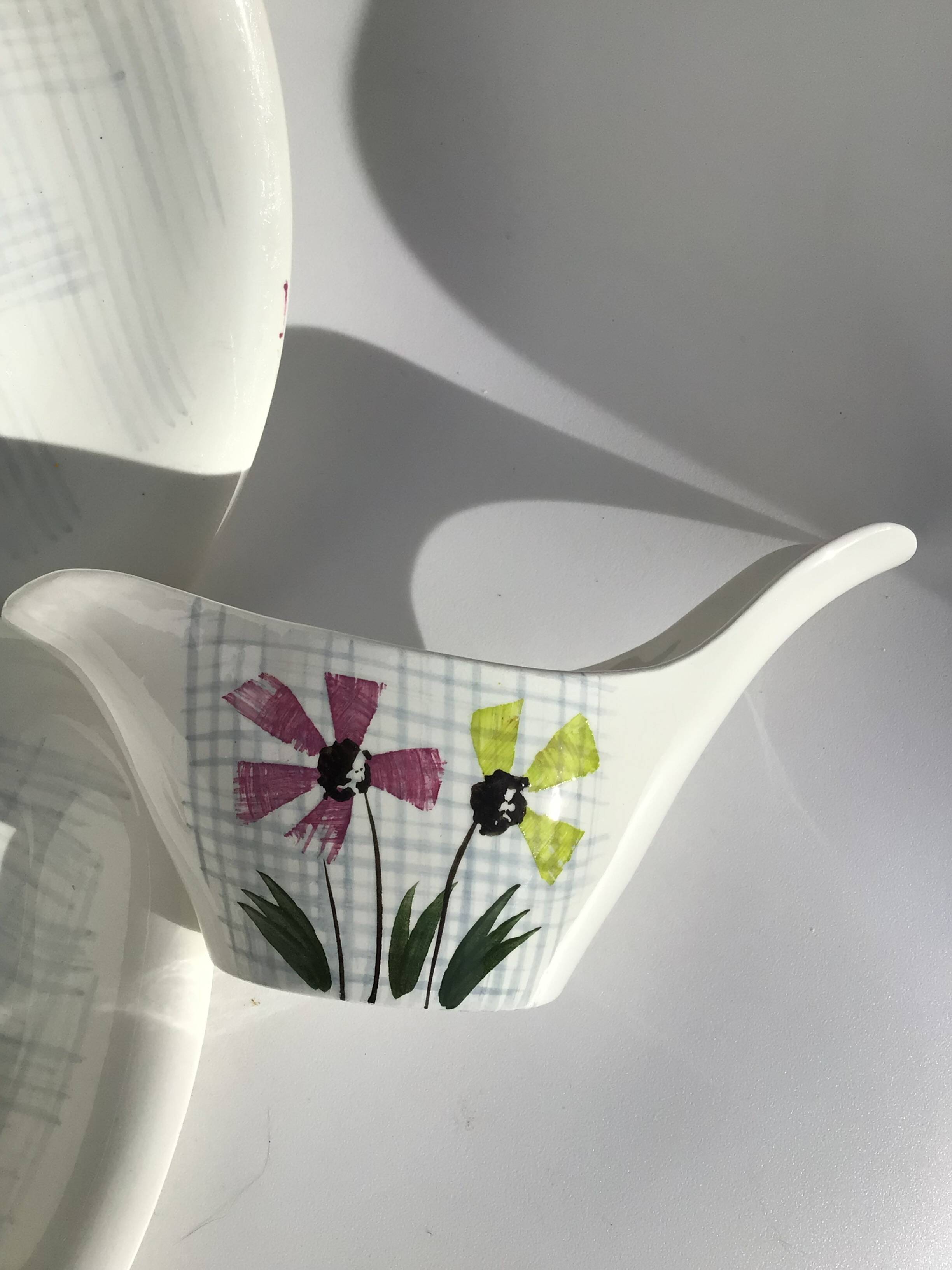 Digoin dishes and gravy boats, Floréal 60's model