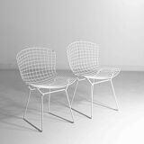 Set of 7 white coated wire chairs by Harry Bertoia for Knoll, 1970s