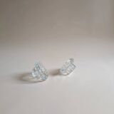 Pair of chiseled glass candlesticks, octagonal base