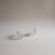 Pair of chiseled glass candlesticks, octagonal base