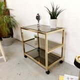 Serving table in brass and glass