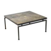 Vintage brutalist coffee table in slate in the style of P. Kingma, made in the 1970s.