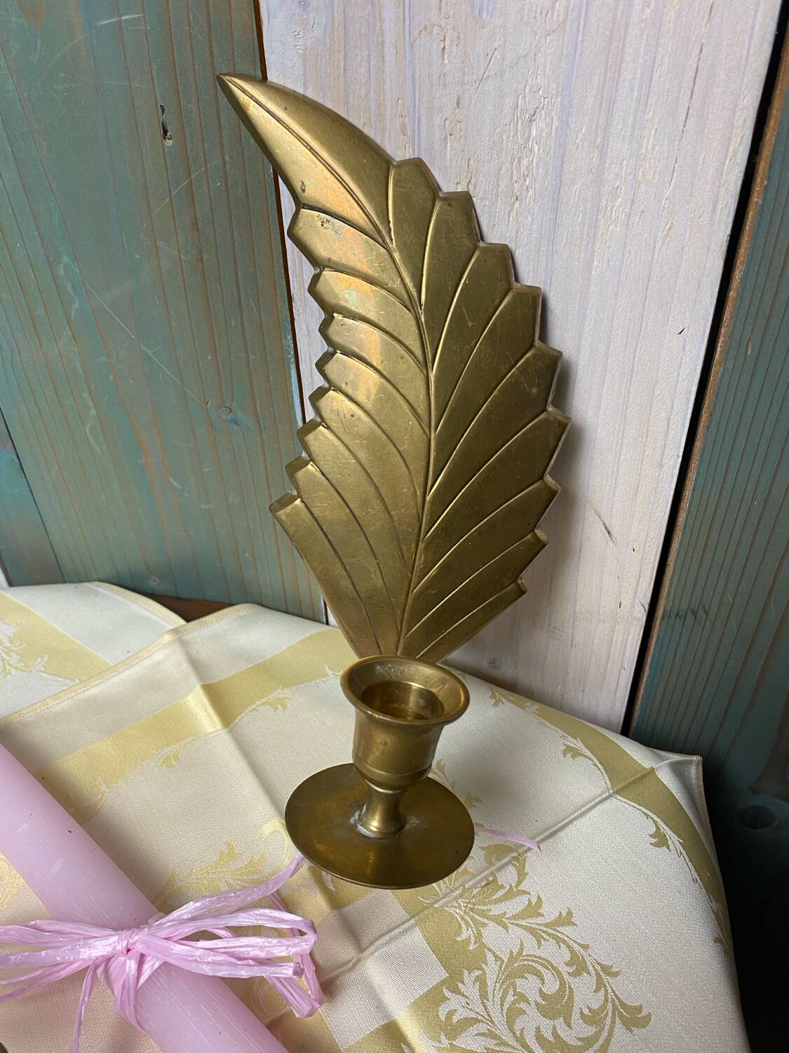 Pair of old bronze/brass wall lights