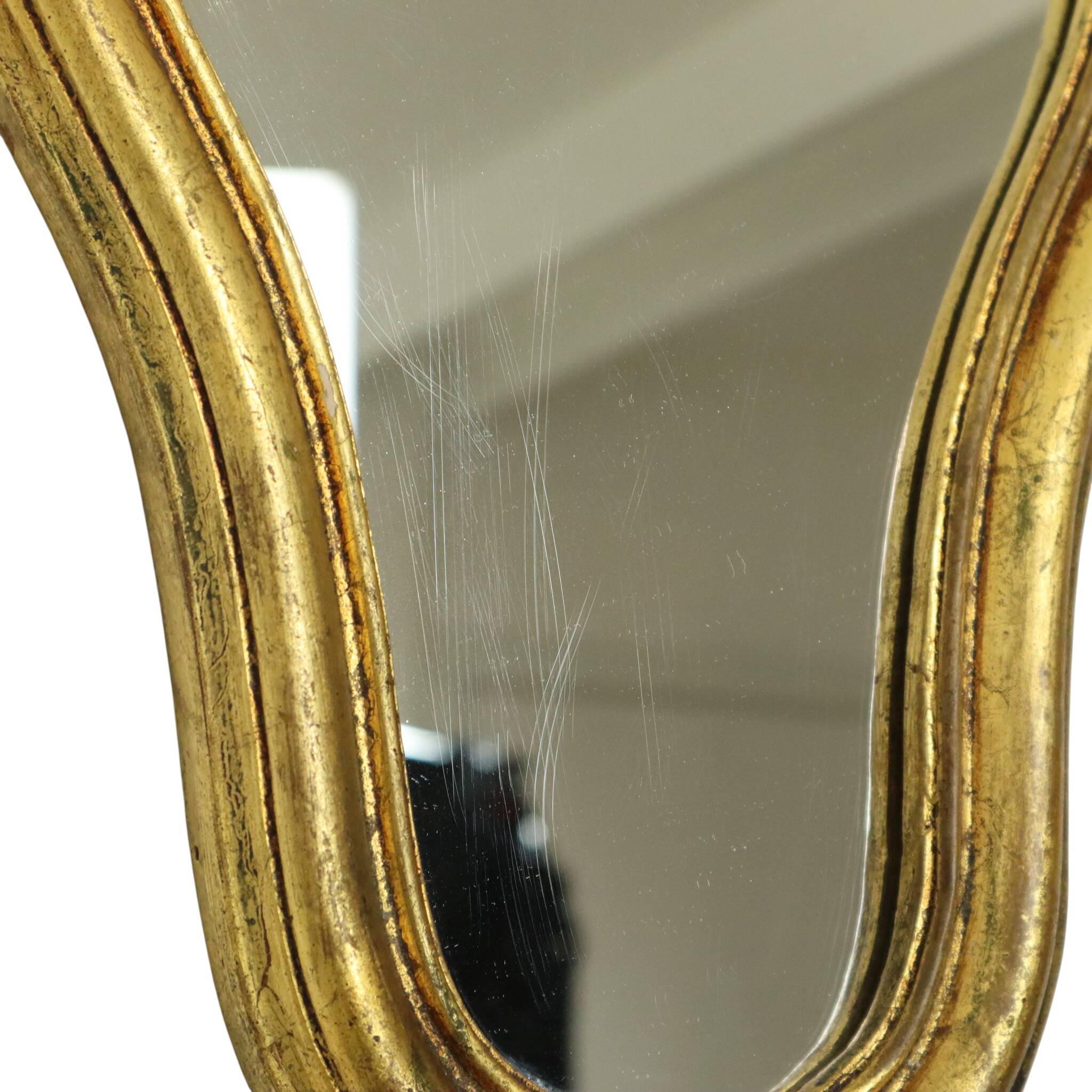 French Crested Mirror Gold Leaf Baroque Style Classic 48cm