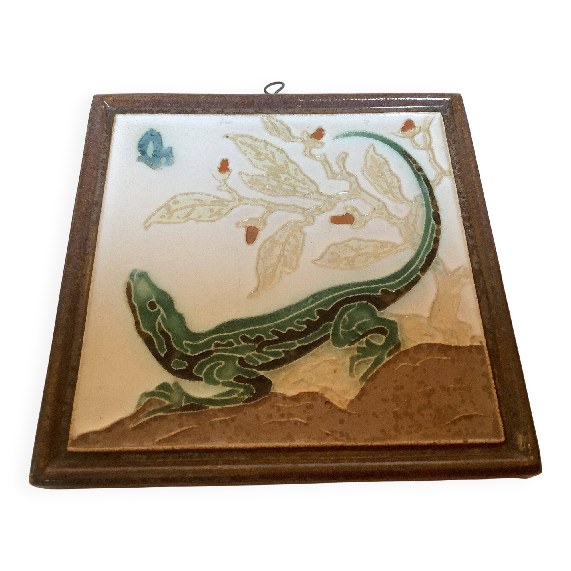 Panneau céramique salamandre lézard royal delft