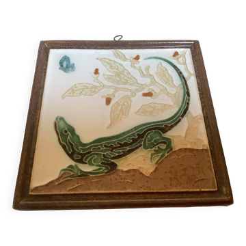 Ceramic panel salamander royal lizard Delft