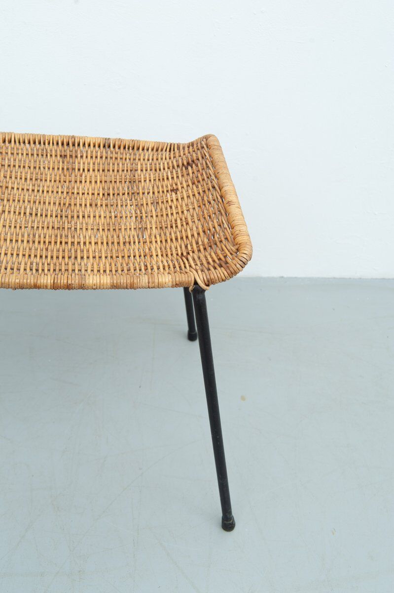 Gian Franco Legler attributed rattan stool, 1950s