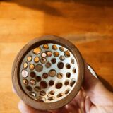 Handmade stoneware flower frog