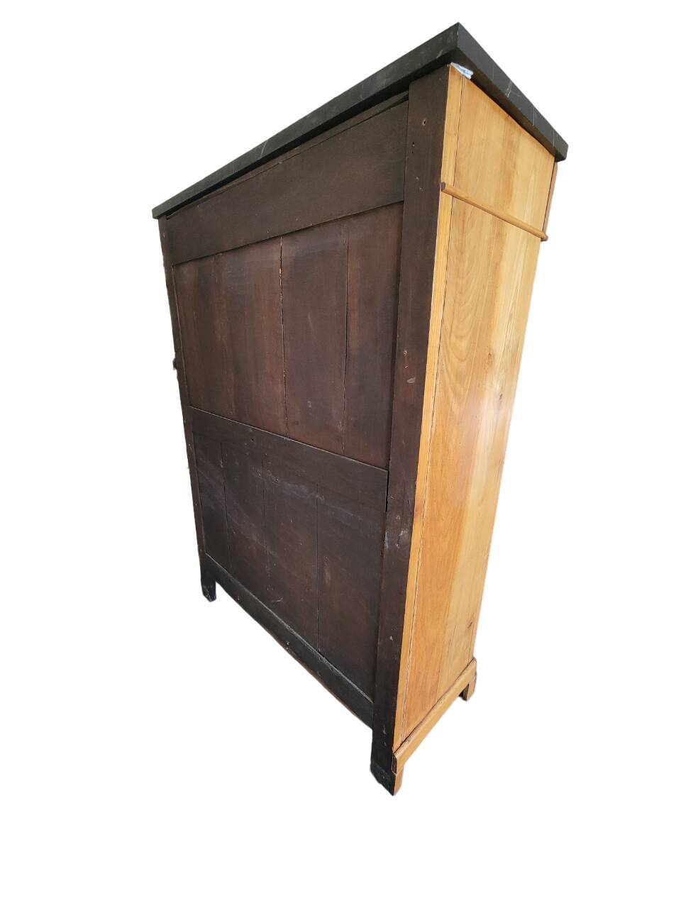 Old solid wood and black marble secretary