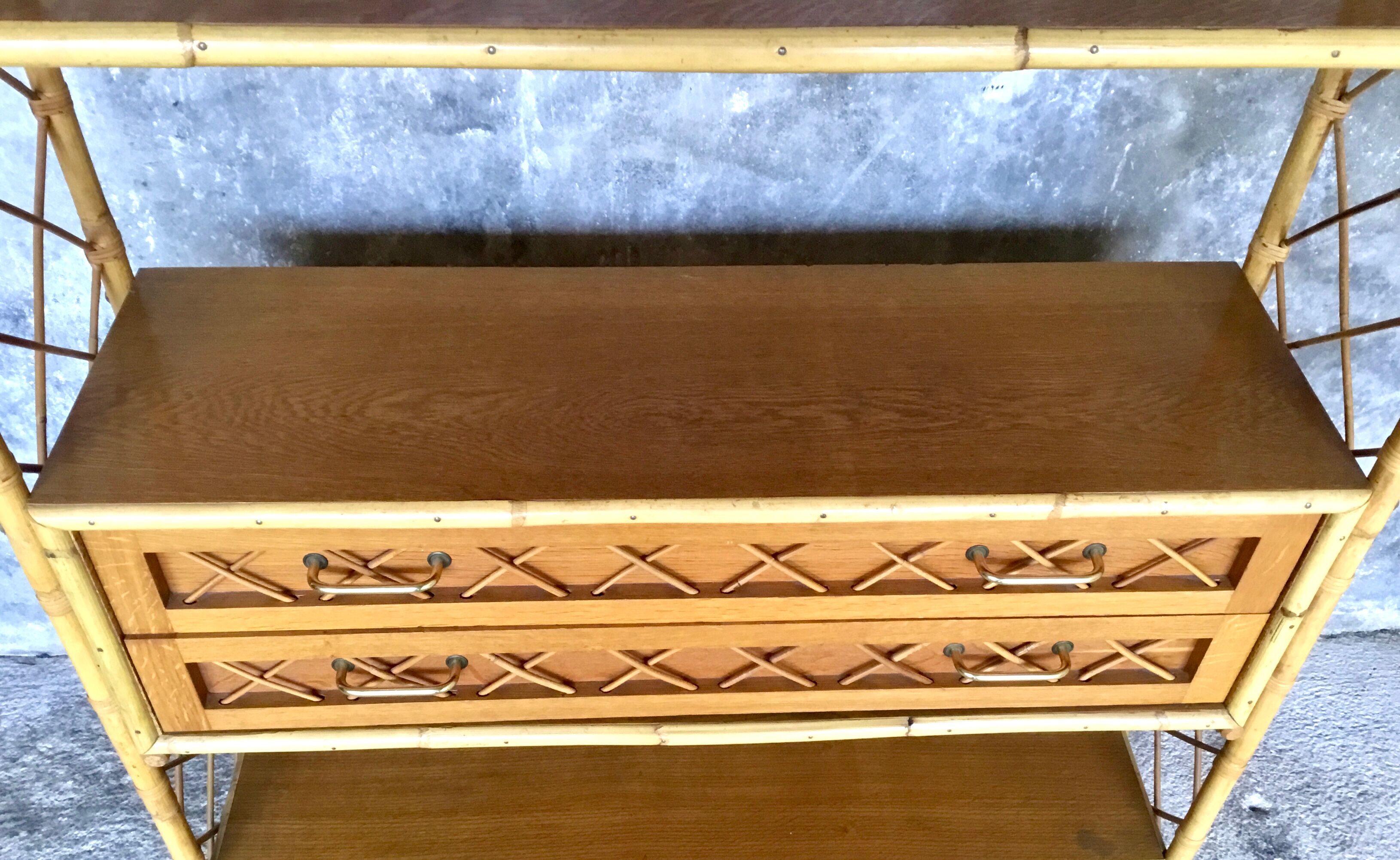 Rattan bookcase, vintage 1960