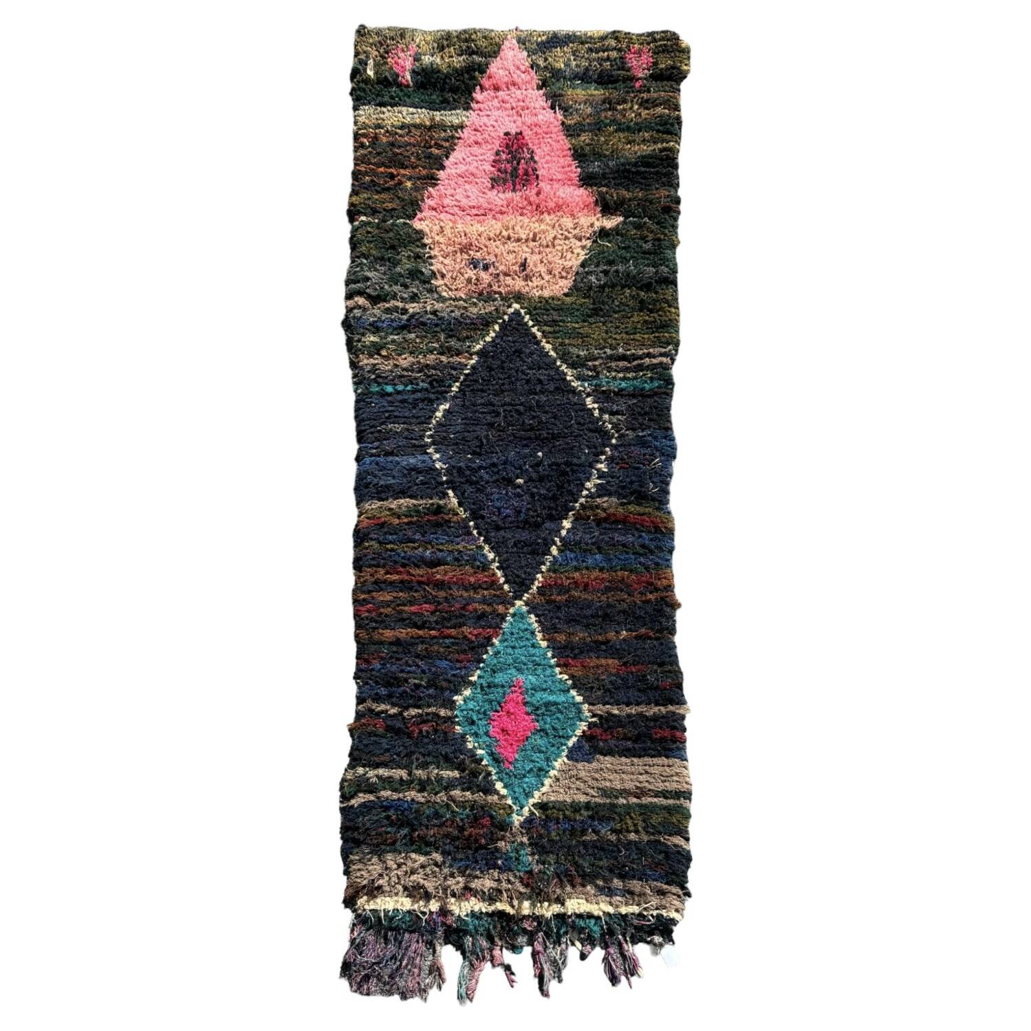 Large berber boucherouite hallway rug